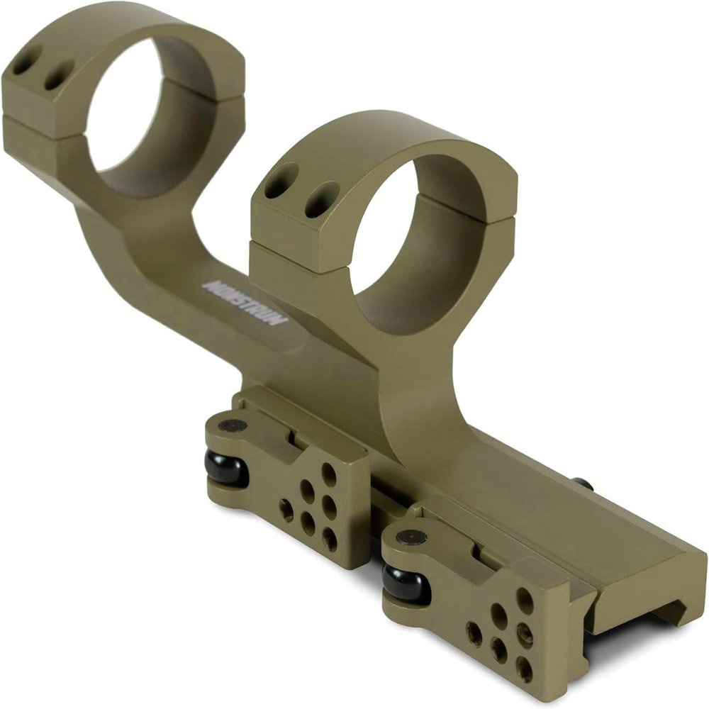 Monstrum Slim Profile Series Cantilever Offset Dual Ring Picatinny Scope Mount with Quick Release | 1 inch Diameter |Flat Dark Earth