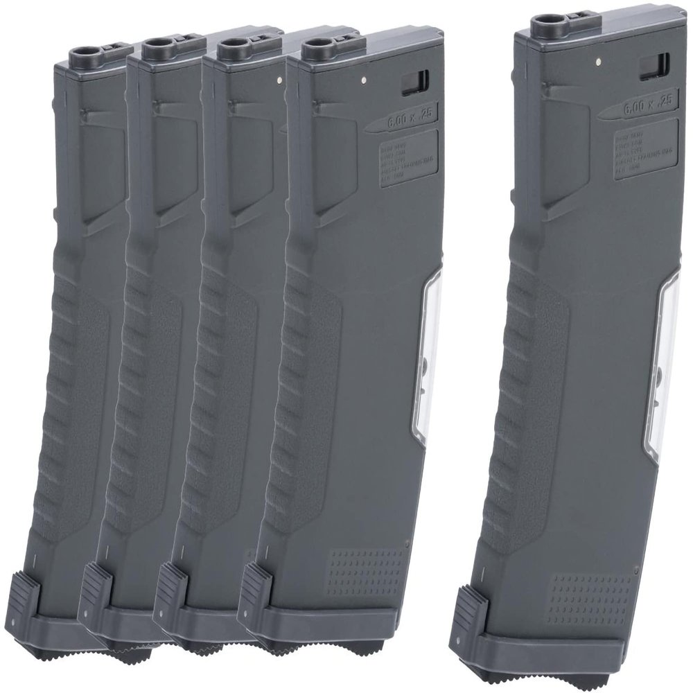 Evike Airsoft - BAMF GEN2 Polymer 190rd Mid-Cap Mag for M4-Style Series Airsoft AEGs (Model: Gray / 5 Pack)
