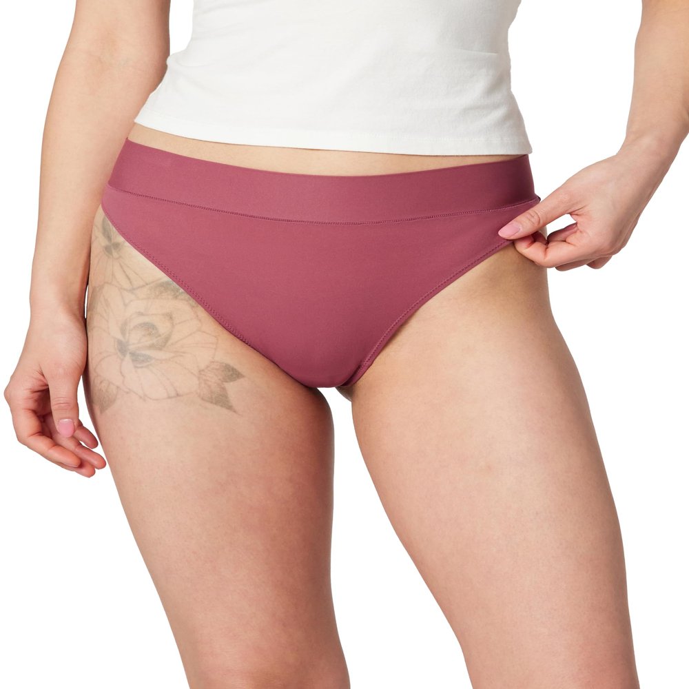 b.tempt'd by Wacoal Women's Nearly Nothing Hi Waist Thong Panty, Maroon, X-Large