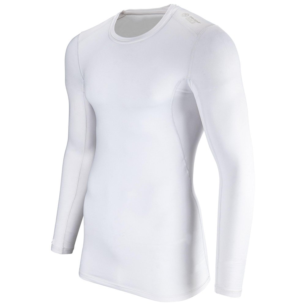 Cold Weather Compression Long Sleeve Crew Neck Shirt, White, Large