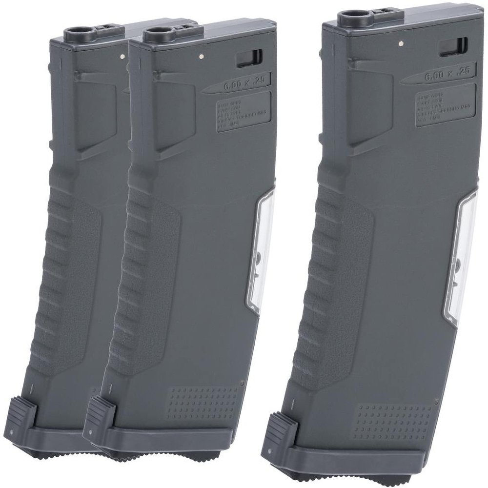 Evike Airsoft - BAMF GEN2 Polymer 450rd Hi-Cap Flash Mag for M4-Style Series Airsoft AEGs (Model: Gray / 3 Pack)