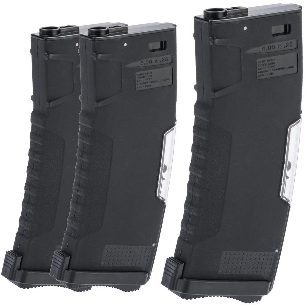 Evike Airsoft - BAMF GEN2 Polymer 450rd Hi-Cap Flash Mag for M4-Style Series Airsoft AEGs (Model: Black / 3 Pack)