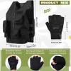 SATINIOR Kids Tactical Vest Army Combat Vest Outdoor with Half Finger Fingerless Short Gloves Breathable(Basic Style) view 3