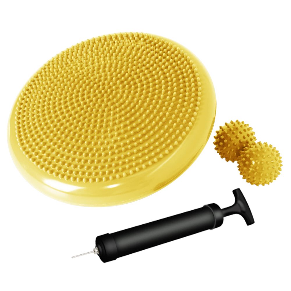 Nvzi Wobble Cushion, Balance Disc, Wiggle Seat, Balance Pads for Physical Therapy, Stability Disc, Wobble Board for Dogs, Office, Sensory Kids, Classroom with Spiky Massage Ball(Yellow)