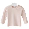 Newborn Baby Girl Crew Neck Blouses Long Sleeves Solid Color T-Shirt Top Bottom Cotton Top Basic Tees Plain Shirt (Pink,3-6 Months,3 Months,6 Months) view 1