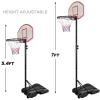 Portable Basketball Hoop for Kids Fun Yard Sports Height-Adjustable 5.4ft-7ft Goal 28" Mini Backboard System w/Wheels view 2