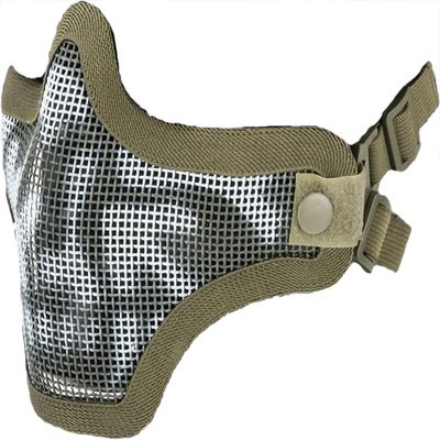 Evike Airsoft - Matrix Iron Face Carbon Steel Mesh Striker V1 Lower Half Face Pro (Color: OD Green/Skull)