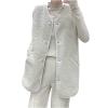 tuduoms Winter Coats Womens Girls Warm Sherpa Vest Pockets Button Down Fuzzy Faux Shearling Teddy Jacket Gilet Waistcoat view 1