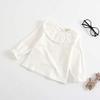 Baby Girl Kids Ruffle Blouses Long Sleeves Solid Color Doll Collar T-Shirt Top Bottom Cotton Top Basic Tees Plain Shirt (White,12-18 Months,12 Months,18 Months) view 3