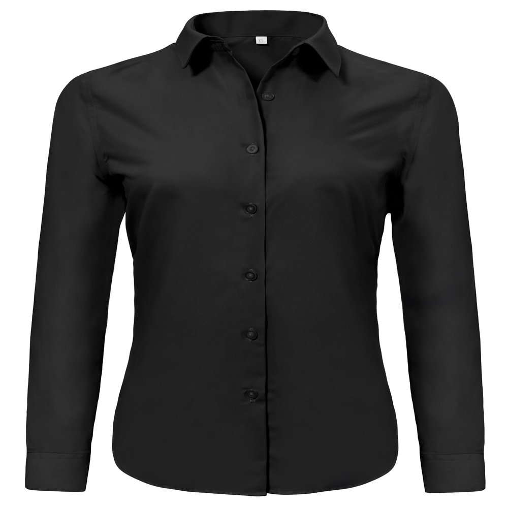 Ruisin Plus-Size Blouses & Button-Down Shirts for Women Work Shirt 3/4 roll up Long Sleeve Plus Size no Iron Fitted Wrinkle Free Blouses Tops Black Size 3XL