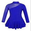 VernLan Girls Mesh Spliced Figure Ice Skating Dress Leotard Ruffle Skirt Lyrical Ballet Dance wear Performnce Costumes Royal Blue 4 Years view 1