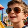 Onrtry Small Polarized Aviator Sunglasses for Boys Girls Classic Metal Frame Mirrored Lens Sun Glasses - 52MM(Gold Frame/Brown Lens) view 2