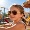 Onrtry Small Polarized Aviator Sunglasses for Boys Girls Classic Metal Frame Mirrored Lens Sun Glasses - 52MM(Gold Frame/Brown Lens) view 3