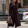tuduoms Womens Ladies Long Trench Coat Wool Blend Pea Coat Warm Winter Belted Wrap Coats Outwear Cardigan Jacket Overcoat view 2