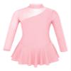 Agoky Kids Girls Long/Short Sleeve Gymnastic Leotard Skirt Ballet Dance Tutu Dress Mock Neck Floral Lace Dancewear Pearl Pink Tulle 13-14 view 1