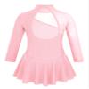 Agoky Kids Girls Long/Short Sleeve Gymnastic Leotard Skirt Ballet Dance Tutu Dress Mock Neck Floral Lace Dancewear Pearl Pink Tulle 13-14 view 2