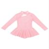 Agoky Kids Girls Long/Short Sleeve Gymnastic Leotard Skirt Ballet Dance Tutu Dress Mock Neck Floral Lace Dancewear Pearl Pink Tulle 13-14 view 3