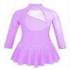 winying Girls Mock Neck Long Sleeves Tulle Splice Cut Out Back Roller Ice Figure Skating Dress Ballet Dancewear Lavender 6 Years view 2