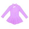 winying Girls Mock Neck Long Sleeves Tulle Splice Cut Out Back Roller Ice Figure Skating Dress Ballet Dancewear Lavender 6 Years view 3