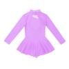 winying Girls Mock Neck Long Sleeves Tulle Splice Cut Out Back Roller Ice Figure Skating Dress Ballet Dancewear Lavender 6 Years view 4