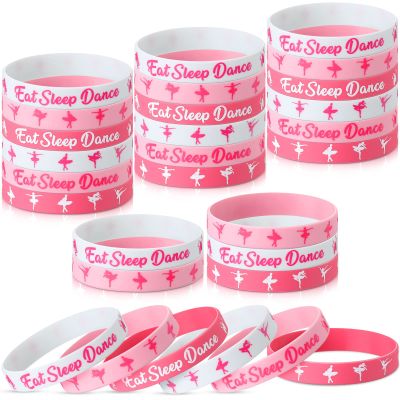 30 Pieces Cheerleading Ballet Dance Party Rubber Bracelets Party Favors Supplies Girl Gifts Inspirational Silicone Wristband Stretch Motivational Band Gymnastics Bracelet for Women