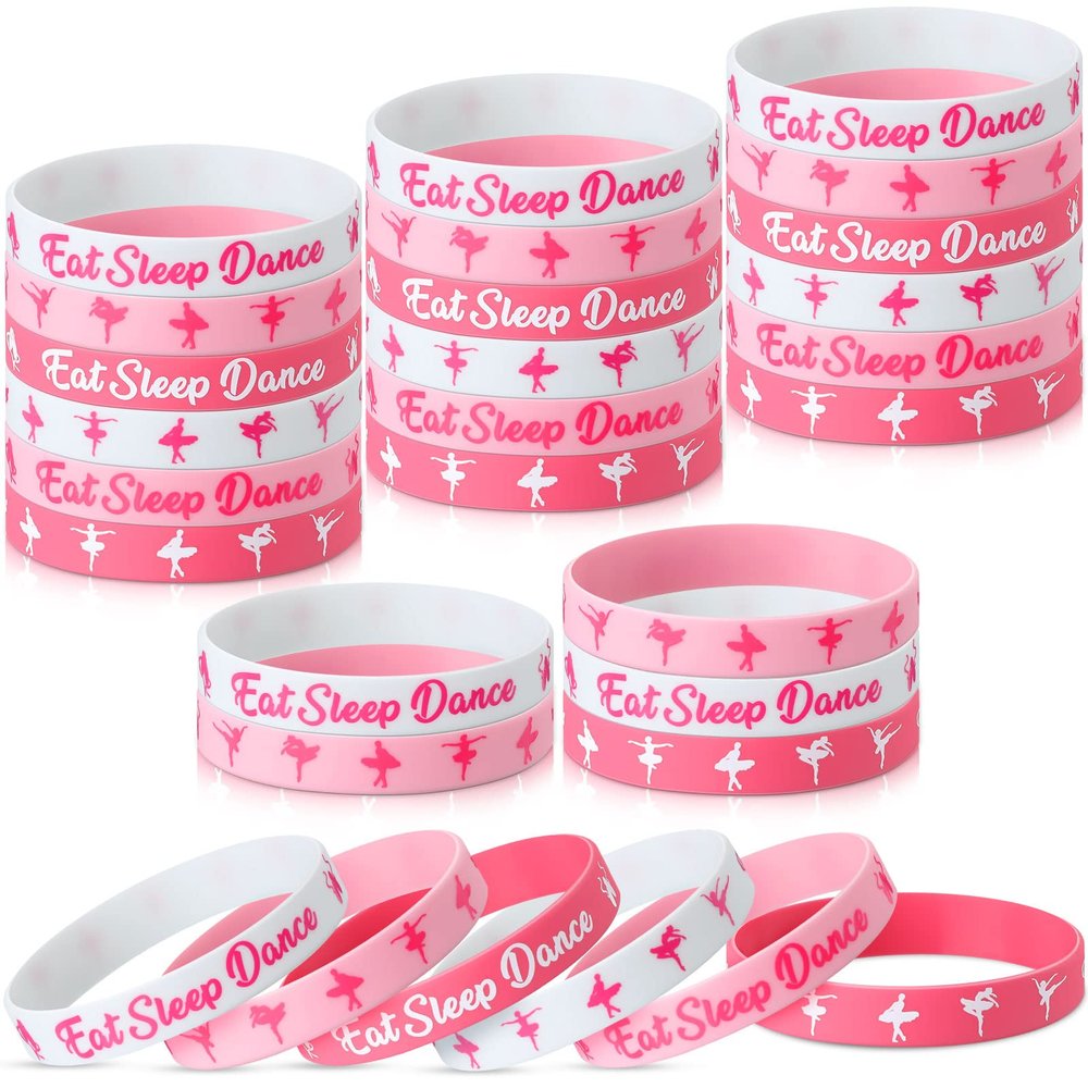 30 Pieces Cheerleading Ballet Dance Party Rubber Bracelets Party Favors Supplies Girl Gifts Inspirational Silicone Wristband Stretch Motivational Band Gymnastics Bracelet for Women