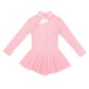 winying Girls Mock Neck Long Sleeves Tulle Splice Cut Out Back Roller Ice Figure Skating Dress Ballet Dancewear Pearl Pink 12 Years view 3