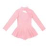 winying Girls Mock Neck Long Sleeves Tulle Splice Cut Out Back Roller Ice Figure Skating Dress Ballet Dancewear Pearl Pink 12 Years view 4