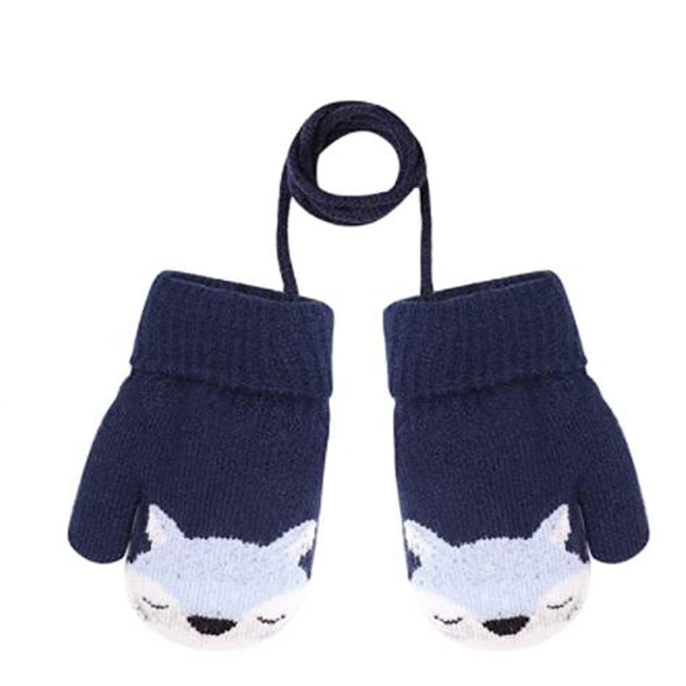 Baby Toddler Winter Warm Mittens Thicken Knitted Gloves Thermal Plush Lining Full Finger Gloves for 1-3 Yrs