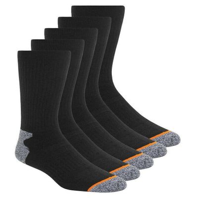 Weatherproof Vintage Men's Outdoor Wool Blend Crew Socks, Black, 5 Pairs