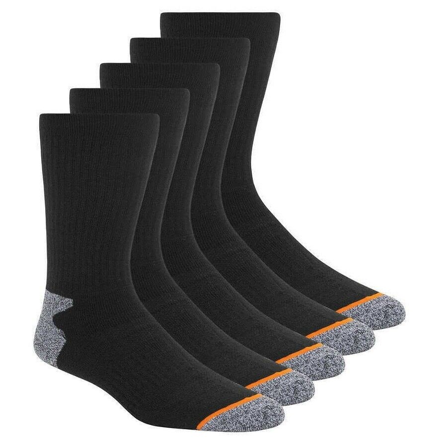 Weatherproof Vintage Men's Outdoor Wool Blend Crew Socks, Black, 5 Pairs
