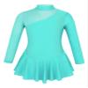 winying Girls Mock Neck Long Sleeves Tulle Splice Cut Out Back Roller Ice Figure Skating Dress Ballet Dancewear Mint Green 10 Years view 1