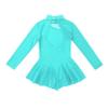 winying Girls Mock Neck Long Sleeves Tulle Splice Cut Out Back Roller Ice Figure Skating Dress Ballet Dancewear Mint Green 10 Years view 4