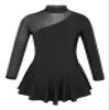 VernLan Girls Mesh Spliced Figure Ice Skating Dress Leotard Ruffle Skirt Lyrical Ballet Dance wear Performnce Costumes Black 4 Years view 1