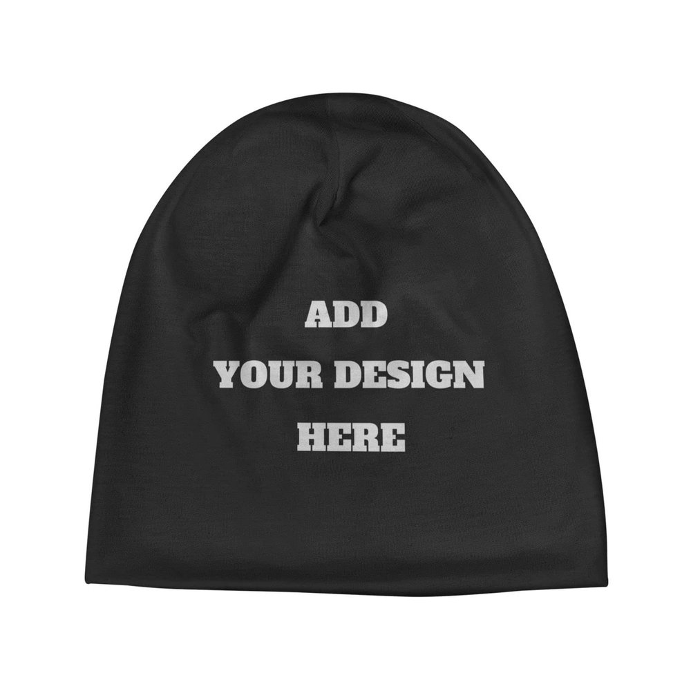 Bandnae Custom Beanie Cap Knitted Hat, Personalized Add Your Image Text Logo Cuff Daily Warm Slouchy Hats Knitted Hat 01 - Black 7 7/8-8
