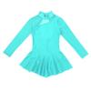 winying Girls Mock Neck Long Sleeves Tulle Splice Cut Out Back Roller Ice Figure Skating Dress Ballet Dancewear Mint Green 12 Years view 3