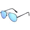 Onrtry Small Polarized Aviator Sunglasses for Boys Girls Classic Metal Frame Mirrored Lens Sun Glasses - 52MM(Black Frame/Blue Lens)