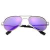 Onrtry Small Polarized Aviator Sunglasses for Boys Girls Classic Metal Frame Mirrored Lens Sun Glasses - 52MM(Silver Frame/Purple Lens) view 2