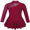 Oyolan Kid Girls Mock Neck Mesh Splice Roller Ice Figure Skating Dress Leotard Ballet Dance Wear Outfit Costumes Burgundy A 10 Years view 1