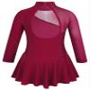 Oyolan Kid Girls Mock Neck Mesh Splice Roller Ice Figure Skating Dress Leotard Ballet Dance Wear Outfit Costumes Burgundy A 10 Years view 2