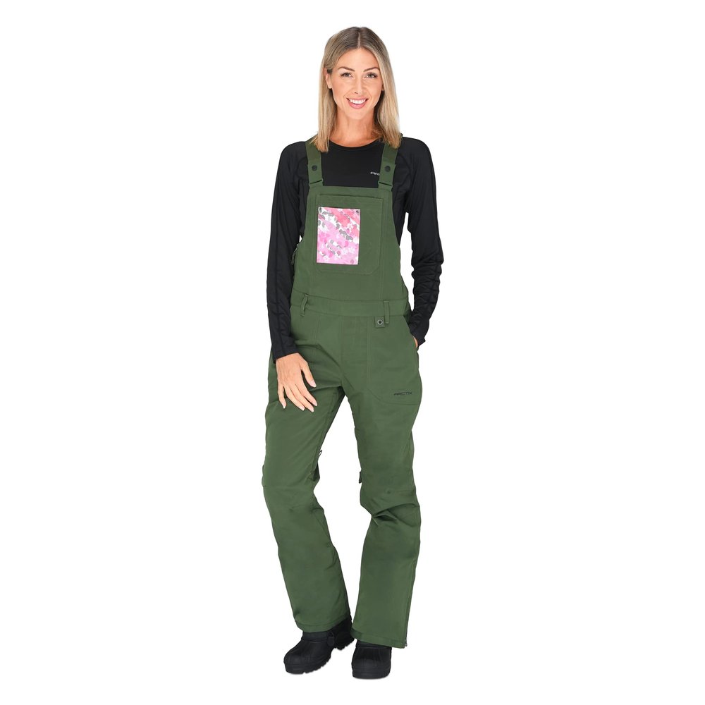 Arctix Women's Chadwick Printed Pocket Bib Overalls, Tarp Olive, X-Small Tall