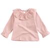 Baby Girl Kids Ruffle Blouses Long Sleeves Solid Color Doll Collar T-Shirt Top Bottom Cotton Top Basic Tees Plain Shirt (Pink,6-9 Months,6 Months,9 Months) view 1