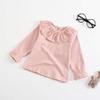 Baby Girl Kids Ruffle Blouses Long Sleeves Solid Color Doll Collar T-Shirt Top Bottom Cotton Top Basic Tees Plain Shirt (Pink,6-9 Months,6 Months,9 Months) view 3