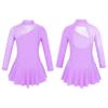 VernLan Big Girls Mock Neck Roller Ice Figure Skating Dress Dance wear Competiton Costume Gymnastic Leotard Skirt D Lavender 14 Years view 4