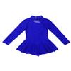Aislor Kids Girls Mock Neck Mesh Splice Cutout Leotard Dress Figure Ice Skating Roller Skating Activedress Royal Blue 12 Years view 4