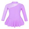 Aislor Kids Girls Mock Neck Mesh Splice Cutout Leotard Dress Figure Ice Skating Roller Skating Activedress Lavender 12 Years view 1
