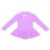 Aislor Kids Girls Mock Neck Mesh Splice Cutout Leotard Dress Figure Ice Skating Roller Skating Activedress Lavender 12 Years view 3