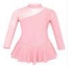 Aislor Kids Girls Mock Neck Mesh Splice Cutout Leotard Dress Figure Ice Skating Roller Skating Activedress Pearl Pink 12 Years view 1