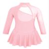 Aislor Kids Girls Mock Neck Mesh Splice Cutout Leotard Dress Figure Ice Skating Roller Skating Activedress Pearl Pink 12 Years view 2