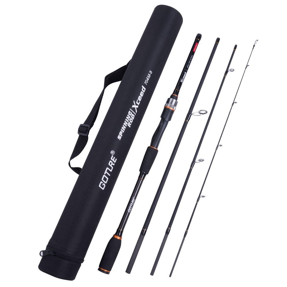 Goture O-Ring Travel Fishing Rod 4 Piece Pole Spinning 30-ton Carbon Matrix with Portable Fishing Case 8'6"